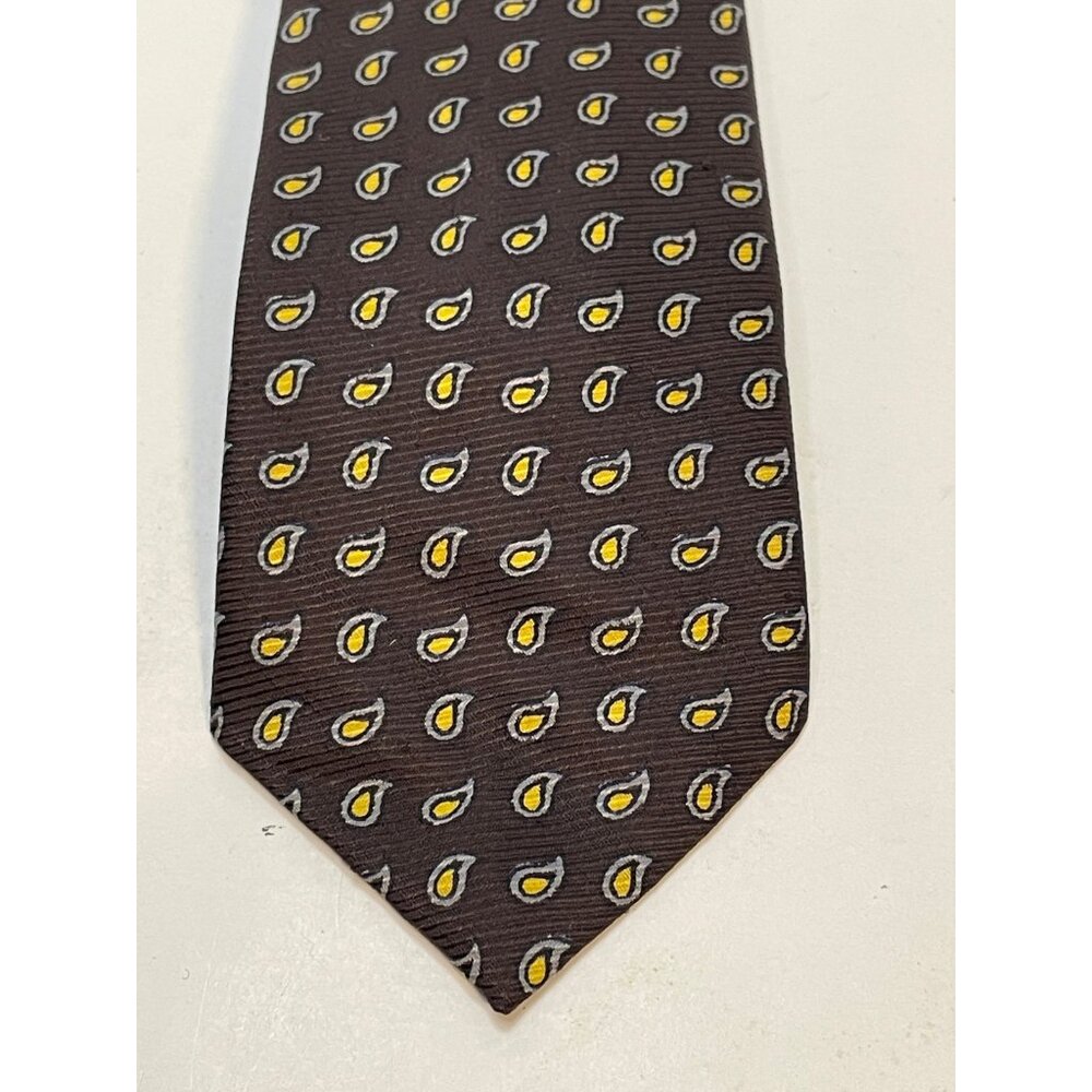 neck tie 54" long short skinny yellow drop brown